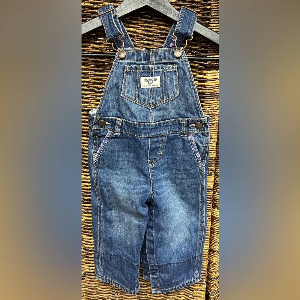 OshKosh B'gosh Blue Denim Overalls for Toddler-‎ Size:12 Months
